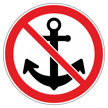 Знак «Якорь не бросать», МГ-7 (металл 0,8 мм, IV типоразмер: диаметр 1200 мм, С/О пленка: тип А коммерческая)